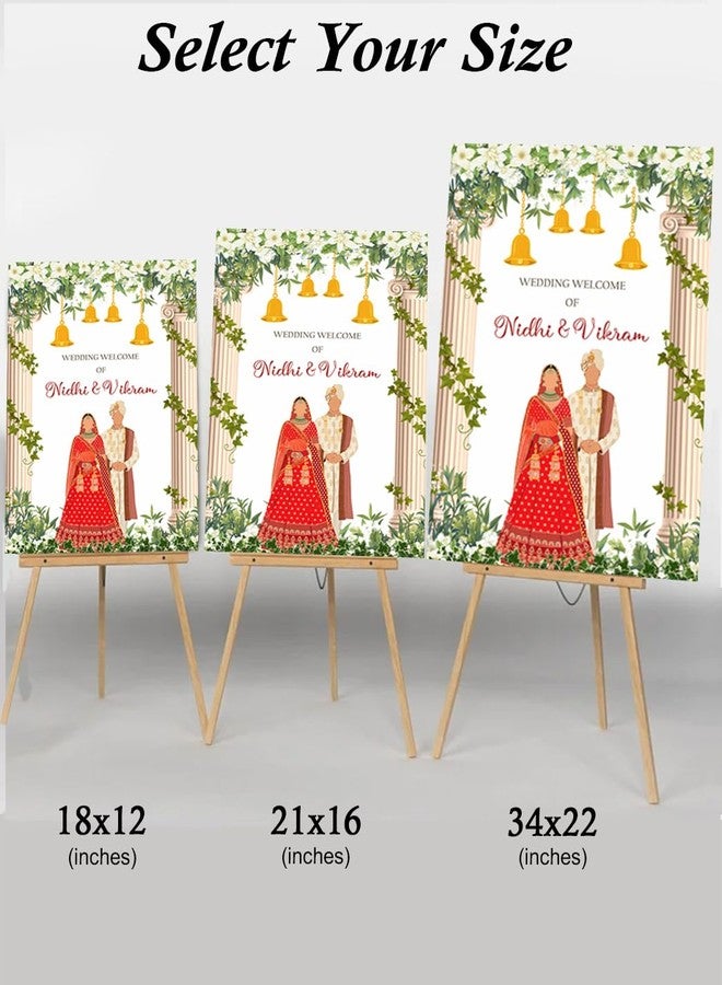 ثيم ماي بارتي لوحة ترحيب مخصصة لحفلات الزفاف من ثيم ماي بارتي - لافتة ترحيب هندية شخصية للزينة - Image 4